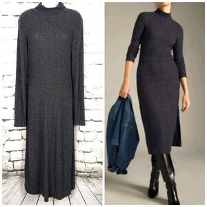 ANTHRO DAILY PRACTICE Stretchy Knit Dress Charcoal Gray Modern Minimalist Small